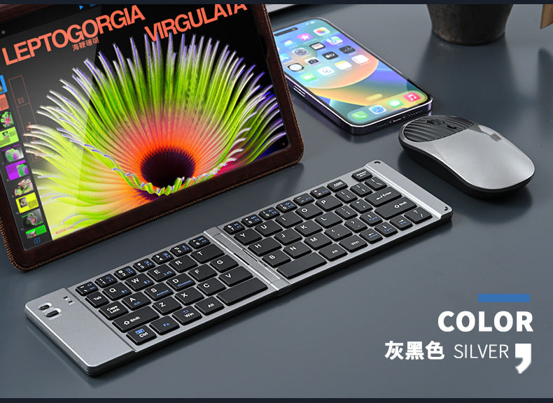 Wireless keyboard and mouse suit Bluetooth folding keyboard for mobile phone tablet laptop desktop computer built-in charging