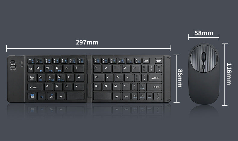 Wireless keyboard and mouse suit Bluetooth folding keyboard for mobile phone tablet laptop desktop computer built-in charging