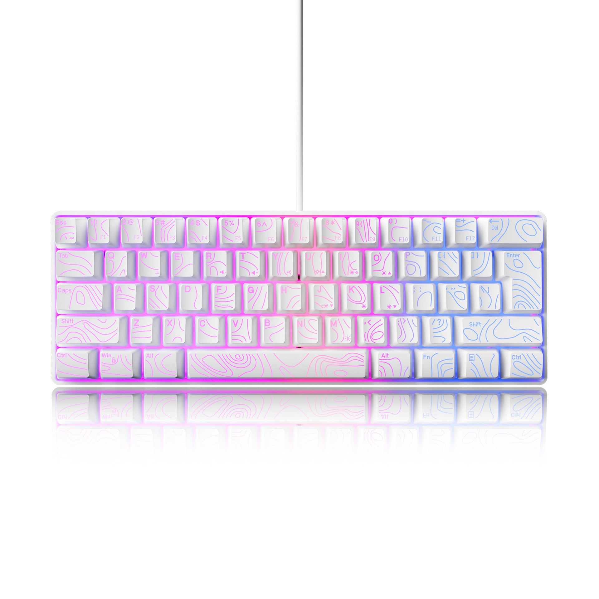 61 key RGB game wired keyboard mouse suit colorful MINI non-mechanical film black and white computer keyboard