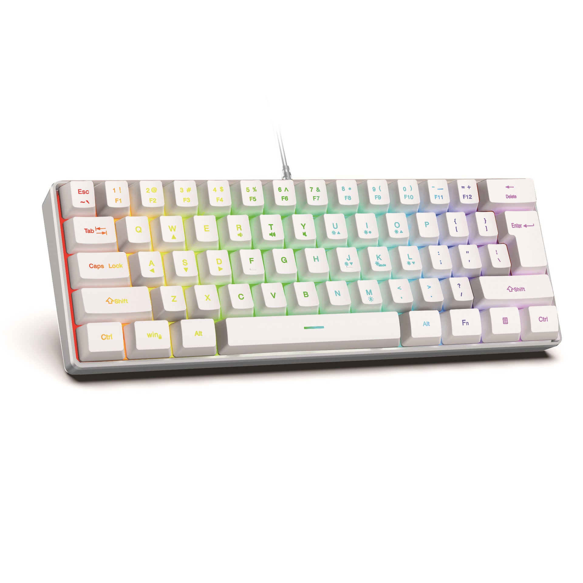 61 key RGB game wired keyboard mouse suit colorful MINI non-mechanical film black and white computer keyboard