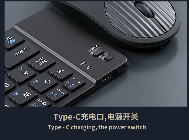 Wireless keyboard and mouse suit Bluetooth folding keyboard for mobile phone tablet laptop desktop computer built-in charging