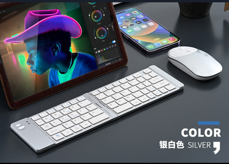 Wireless keyboard and mouse suit Bluetooth folding keyboard for mobile phone tablet laptop desktop computer built-in charging