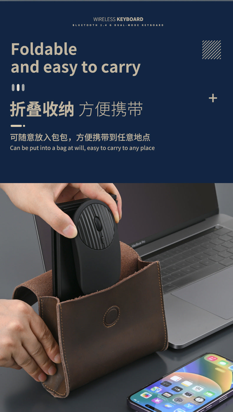 Wireless keyboard and mouse suit Bluetooth folding keyboard for mobile phone tablet laptop desktop computer built-in charging
