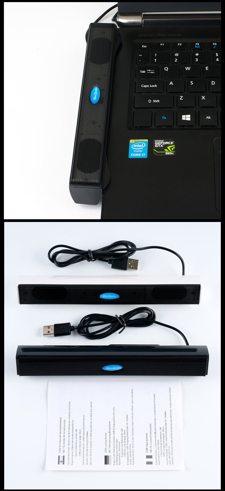Factory direct supply USB computer small stereo plug and play notebook desktop long speaker mini stereo