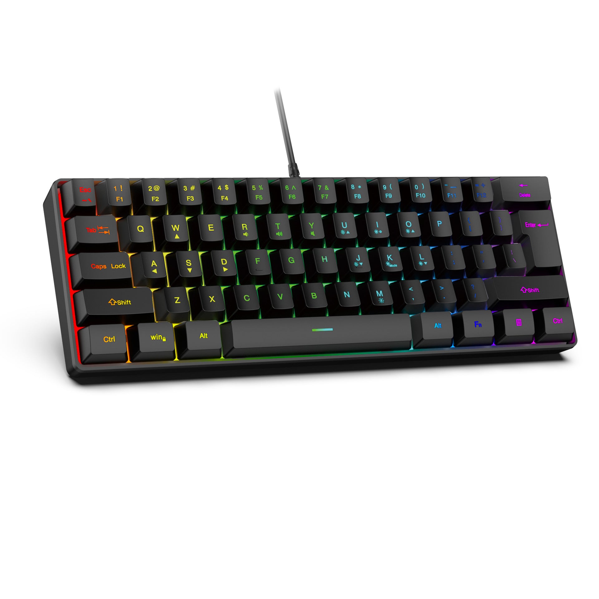 61 key RGB game wired keyboard mouse suit colorful MINI non-mechanical film black and white computer keyboard