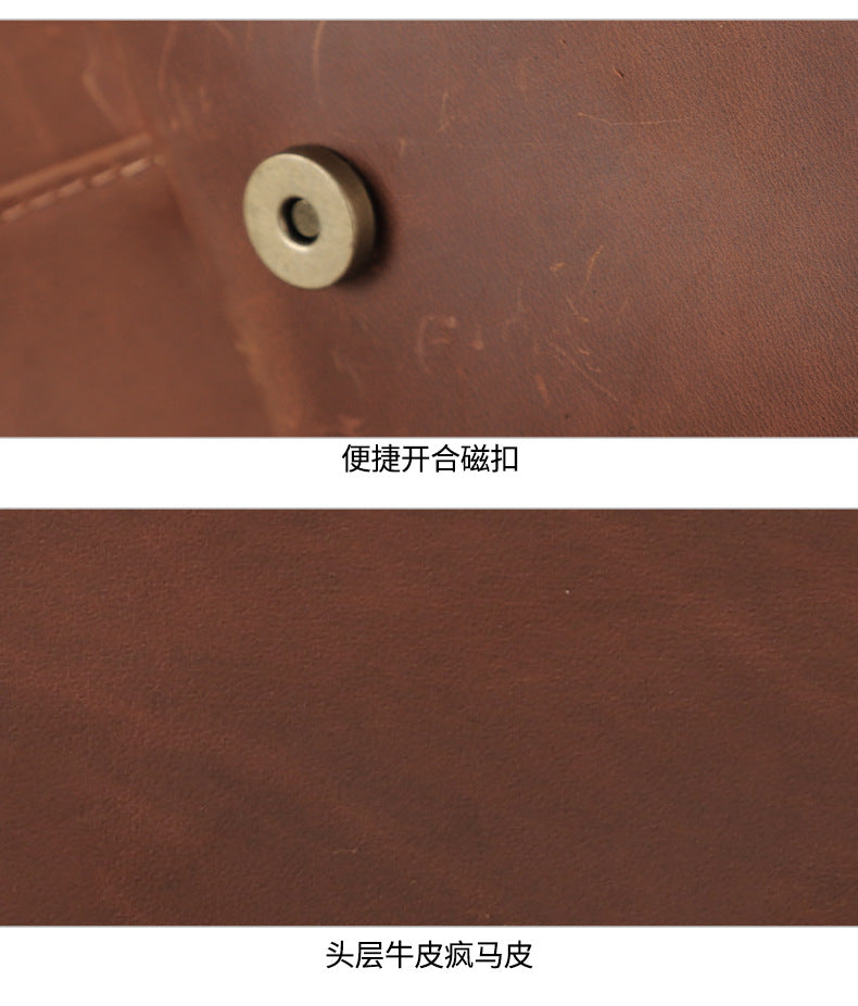 New Genuine Leather Computer Bag for Business Men 15.6inch Vintage Crazy Horse Leather Multifunctional Briefcase Men's Bag