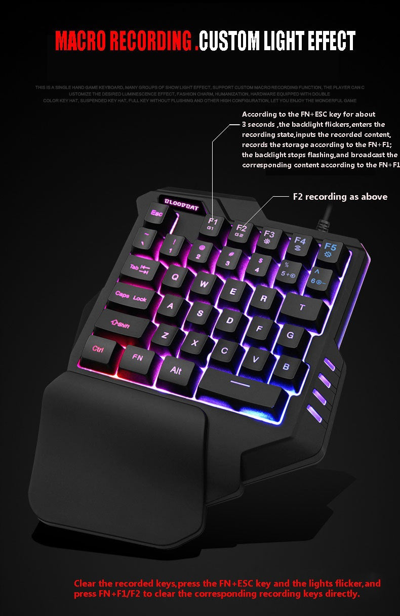 61 key RGB game wired keyboard mouse suit colorful MINI non-mechanical film black and white computer keyboard
