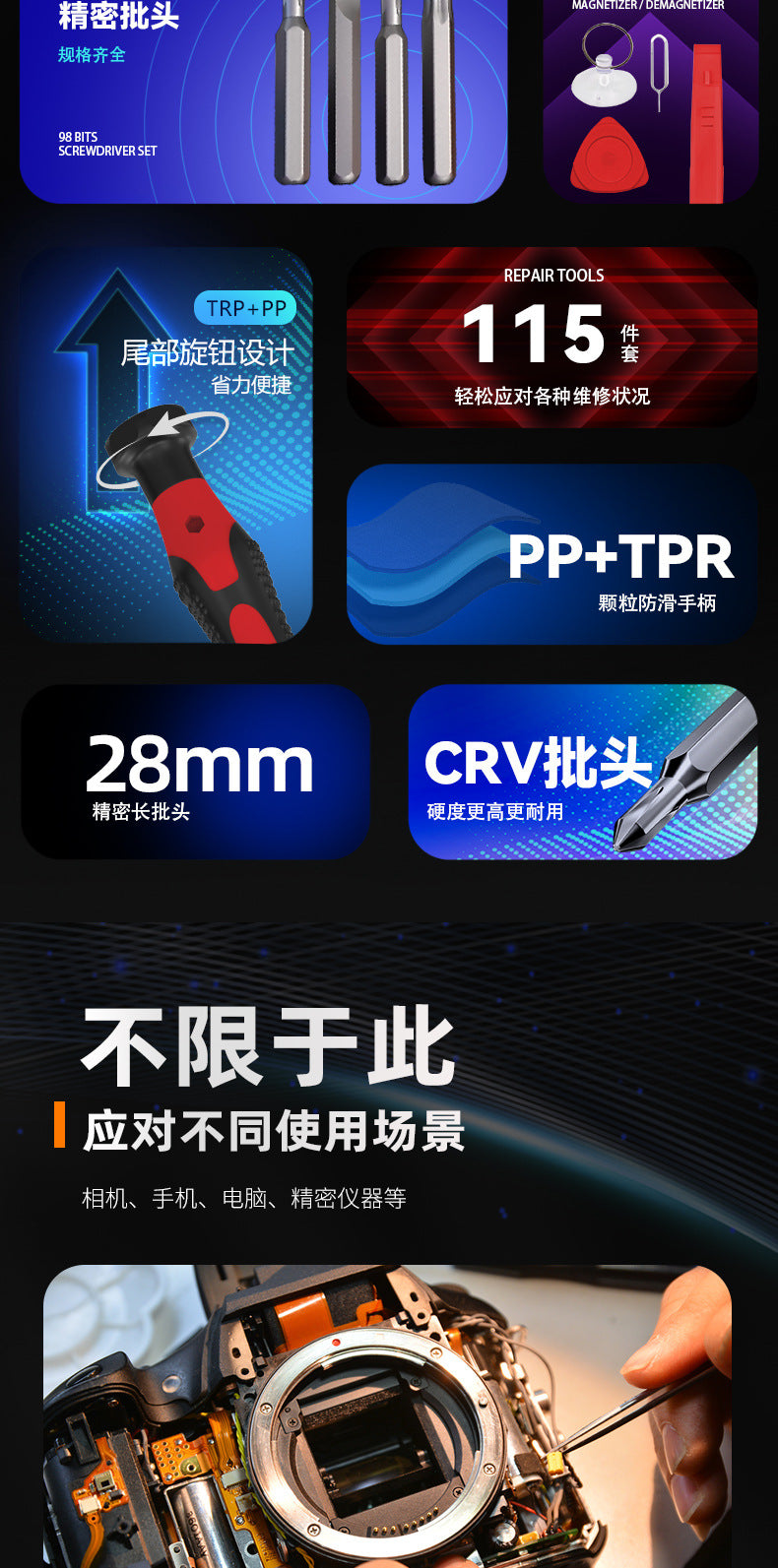 Multifunctional Screwdriver Set 115-in-1 Plum Blossom Screwdriver Combination Screwdriver Mobile Phone Computer Precision Repair Tool